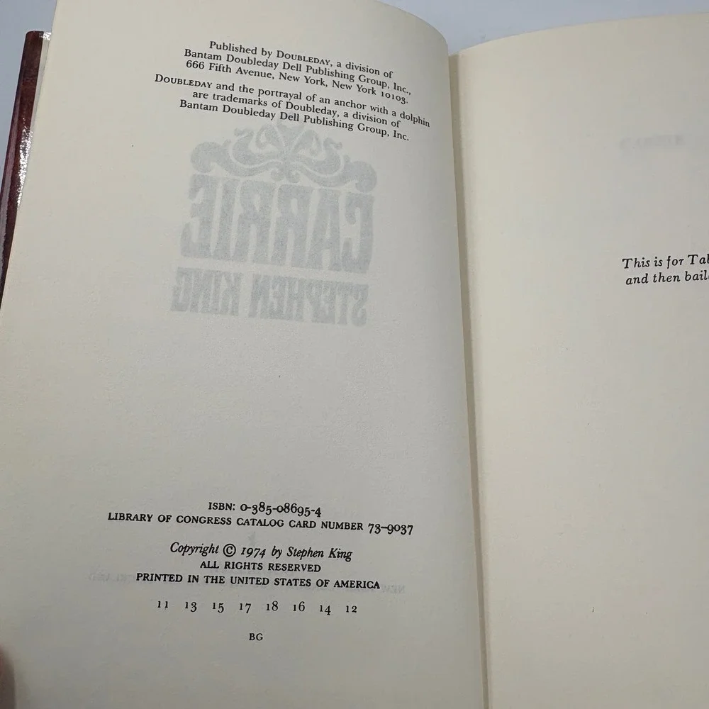 Stephen King Carrie Hardcover Book Adult Good Horror Novel 0385086954